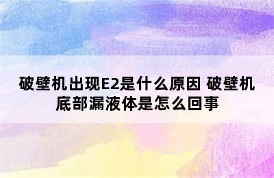 破壁机出现E2是什么原因 破壁机底部漏液体是怎么回事